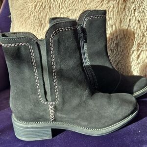 Clarks Black Ankle Boots with Contrast Stitching